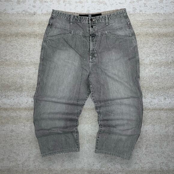 Vintage Skater Wide Leg Jeans MFG Smoke Grey Wash Baggy Denim Rap Style Art Y2K - Picture 2 of 5